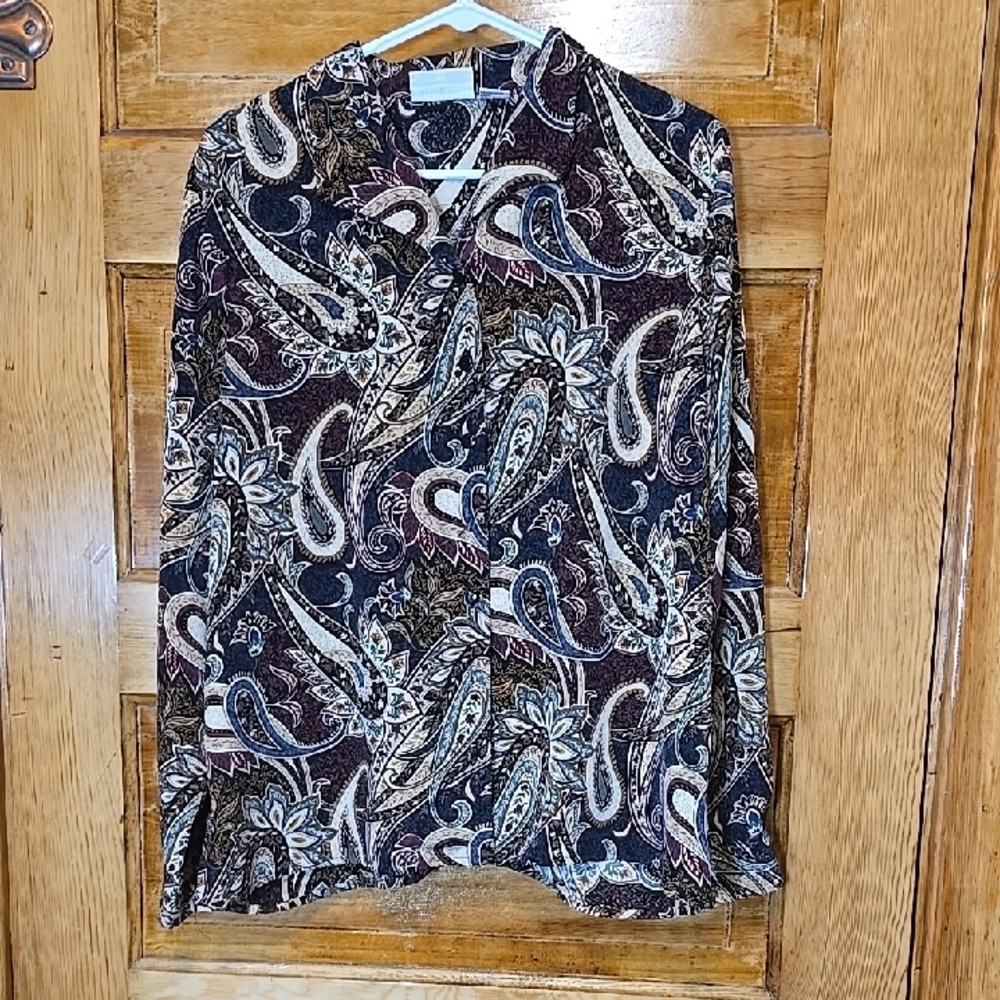 Alfred Dunner Paisley Long Sleeve Top 16P - Picture 3 of 3